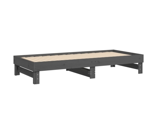 vidaXL Sofá cama extraíble madera maciza de pino gris 2x(100x200) cm