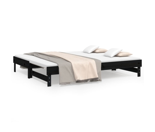 Sofá cama extraíble madera maciza de pino negro 2x(100x200) cm