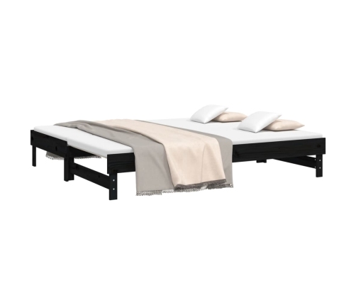 Sofá cama extraíble madera maciza de pino negro 2x(100x200) cm