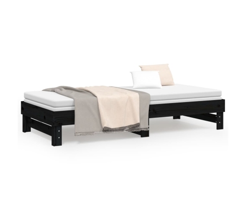 Sofá cama extraíble madera maciza de pino negro 2x(100x200) cm