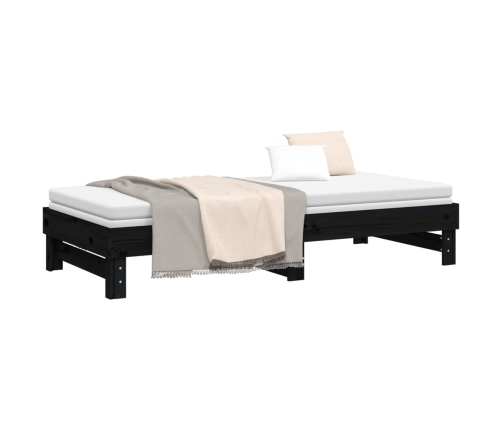 Sofá cama extraíble madera maciza de pino negro 2x(100x200) cm