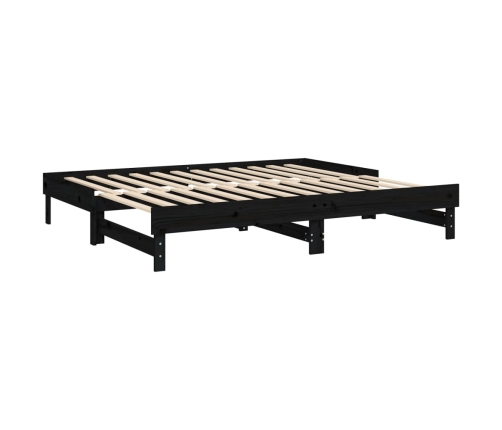 Sofá cama extraíble madera maciza de pino negro 2x(100x200) cm