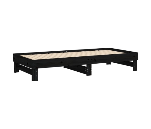 Sofá cama extraíble madera maciza de pino negro 2x(100x200) cm