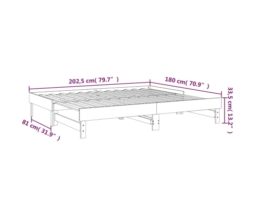 Sofá cama extraíble sin colchón blanco 2x(90x200) cm