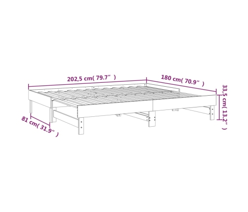 Sofá cama extraíble sin colchón gris 2x(90x200) cm