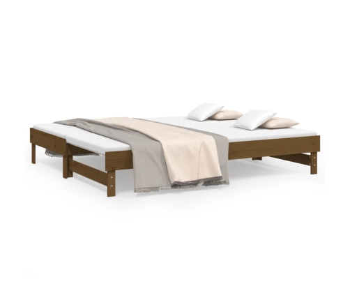 Sofá cama extraíble madera maciza de pino marrón 2x(90x200) cm