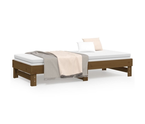 Sofá cama extraíble madera maciza de pino marrón 2x(90x200) cm