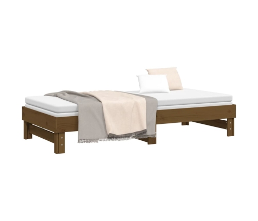 Sofá cama extraíble madera maciza de pino marrón 2x(90x200) cm