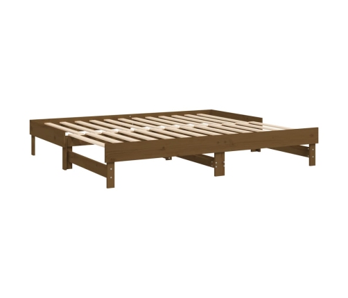 Sofá cama extraíble madera maciza de pino marrón 2x(90x200) cm