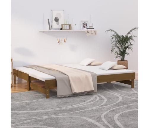 Sofá cama extraíble madera maciza de pino marrón 2x(90x200) cm