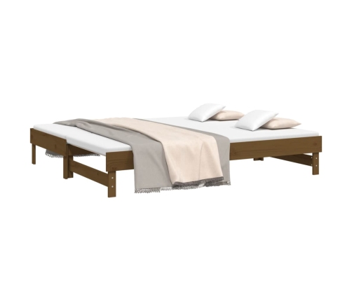 Sofá cama extraíble madera de pino marrón miel 2x(80x200) cm