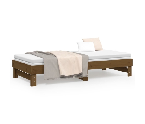 Sofá cama extraíble madera de pino marrón miel 2x(80x200) cm