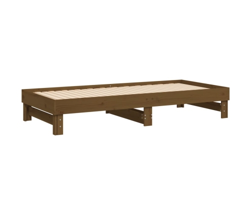 Sofá cama extraíble madera de pino marrón miel 2x(80x200) cm