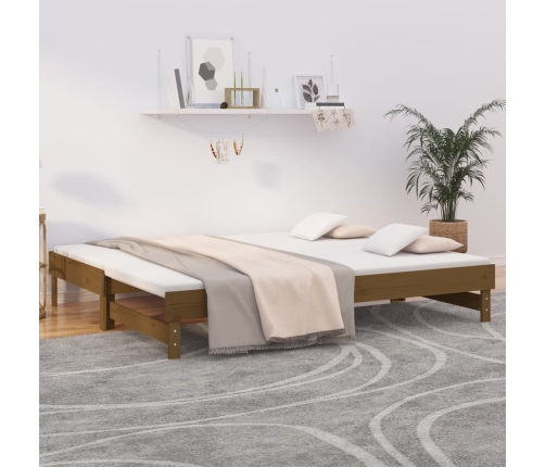 Sofá cama extraíble madera de pino marrón miel 2x(80x200) cm