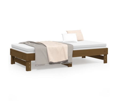 Sofá cama extraíble sin colchón marrón miel 2x(90x190) cm