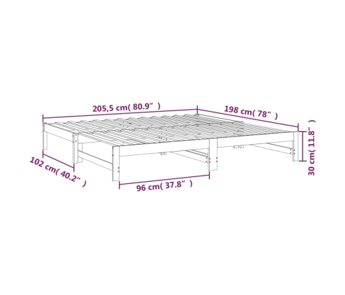 Sofá cama extraíble madera maciza de pino 2x(100x200) cm