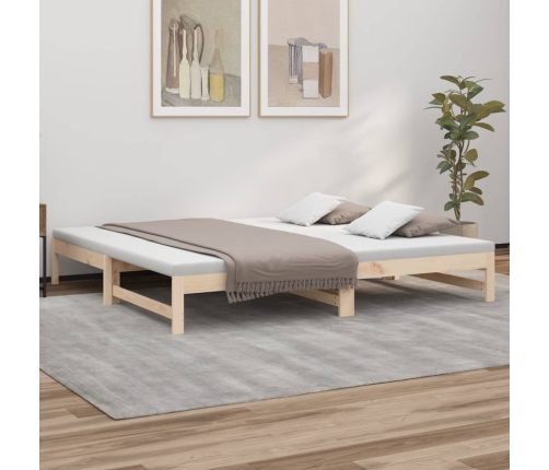 Sofá cama extraíble madera maciza de pino 2x(100x200) cm