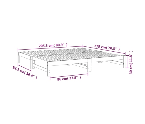 Sofá cama extraíble madera maciza de pino 2x(90x200) cm