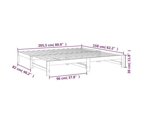 Sofá cama extraíble madera maciza de pino blanco 2x(80x200) cm