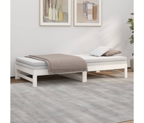 Sofá cama extraíble madera maciza de pino blanco 2x(80x200) cm