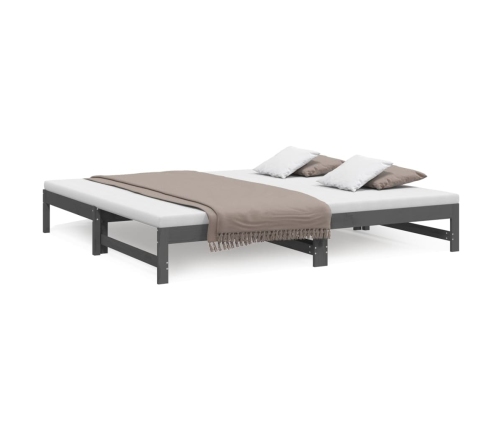 vidaXL Sofá cama extraíble madera maciza de pino gris 2x(80x200) cm