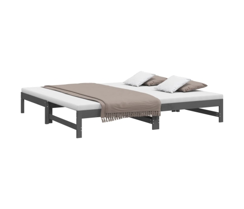 vidaXL Sofá cama extraíble madera maciza de pino gris 2x(80x200) cm