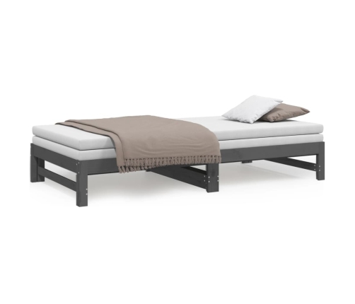 vidaXL Sofá cama extraíble madera maciza de pino gris 2x(80x200) cm