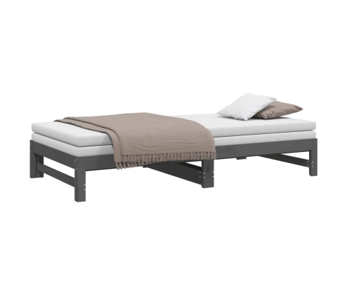 vidaXL Sofá cama extraíble madera maciza de pino gris 2x(80x200) cm