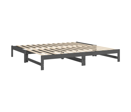 vidaXL Sofá cama extraíble madera maciza de pino gris 2x(80x200) cm