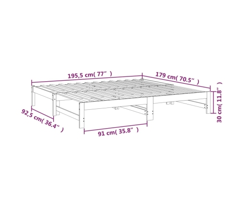 Sofá cama extraíble madera maciza de pino 2x(90x190) cm