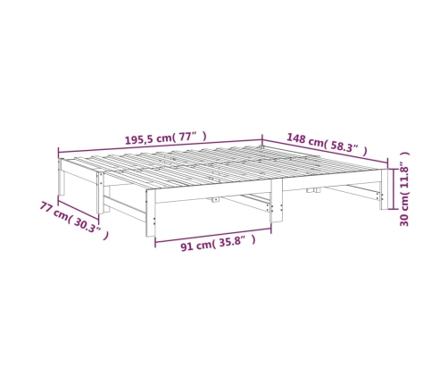 Sofá cama extraíble madera maciza de pino blanco 2x(75x190) cm