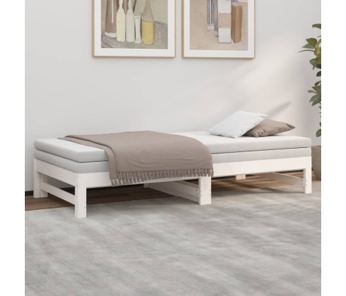 Sofá cama extraíble madera maciza de pino blanco 2x(75x190) cm