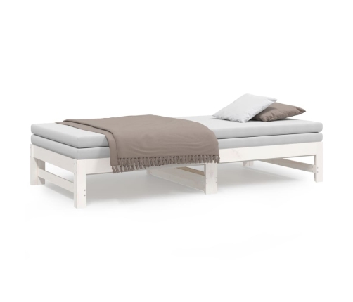 Sofá cama extraíble madera maciza de pino blanco 2x(75x190) cm