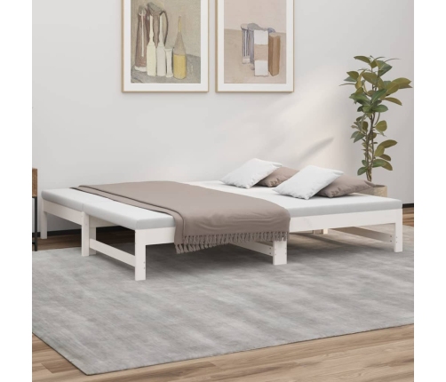 Sofá cama extraíble madera maciza de pino blanco 2x(75x190) cm