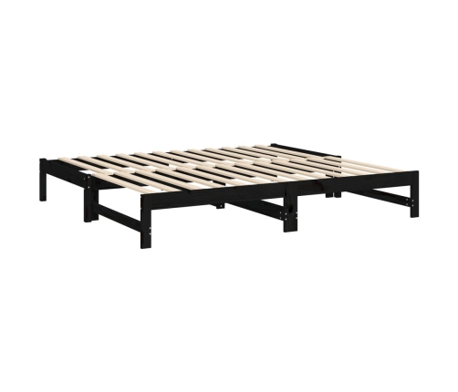 Sofá cama extraíble madera maciza de pino negro 2x(75x190) cm