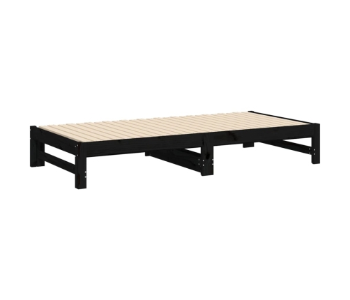 Sofá cama extraíble madera maciza de pino negro 2x(75x190) cm