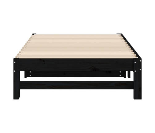 Sofá cama extraíble madera maciza de pino negro 2x(75x190) cm