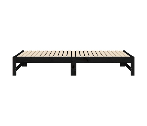 Sofá cama extraíble madera maciza de pino negro 2x(75x190) cm