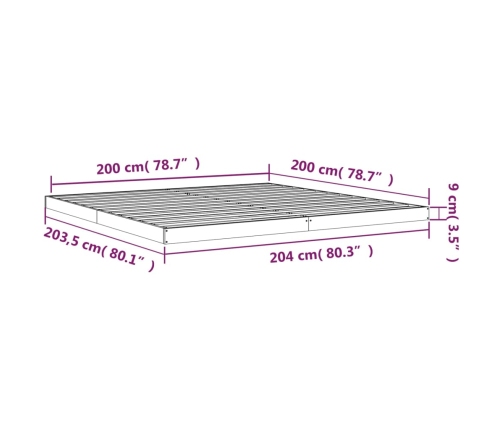 vidaXL Estructura de cama de madera maciza de pino blanco 200x200 cm