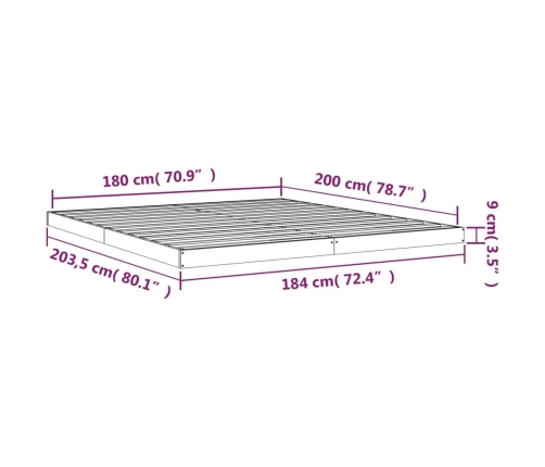 Cama sin colchón madera maciza de pino blanca 180x200 cm