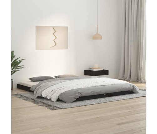 Estructura de cama de madera maciza de pino negro 160x200 cm