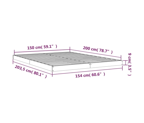 Estructura de cama madera maciza de pino 150x200 cm