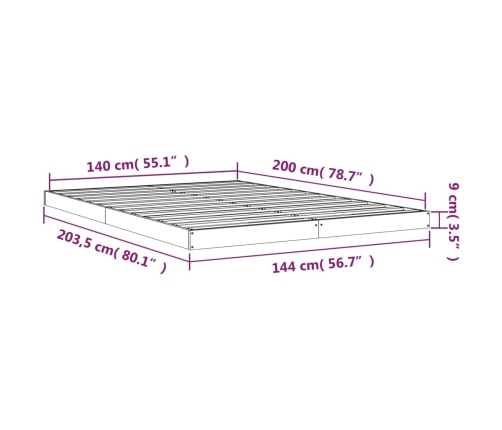 Estructura de cama sin colchón madera de pino blanca 140x200 cm