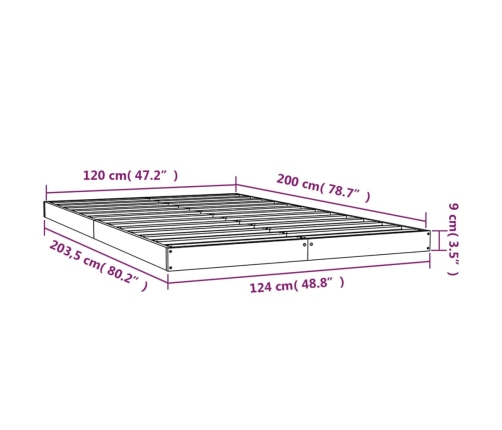 Estructura de cama sin colchón madera de pino blanca 120x200 cm