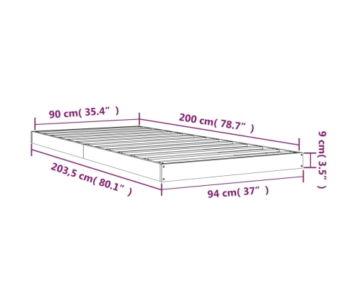 vidaXL Estructura de cama madera maciza de pino 90x200 cm