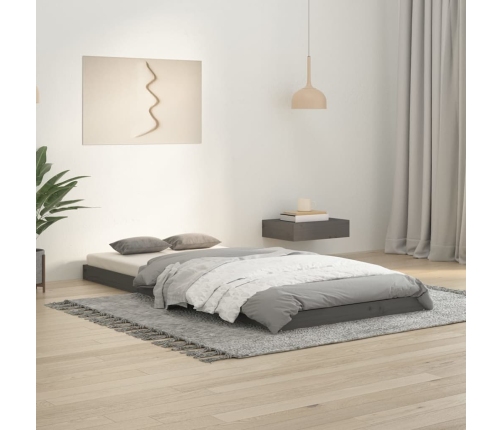 Estructura de cama madera maciza de pino gris 90x200 cm