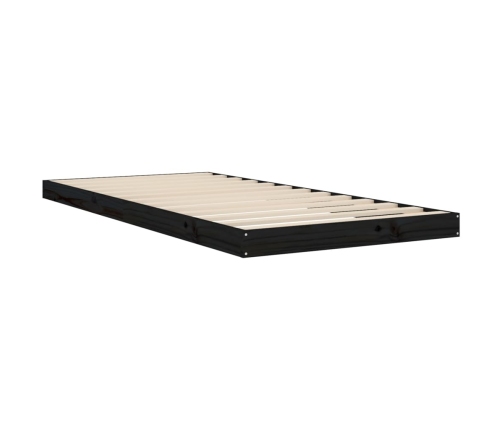 Estructura de cama madera maciza de pino negro 90x200 cm