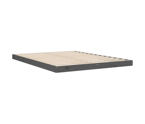 Estructura de cama de madera maciza de pino gris 140x190 cm