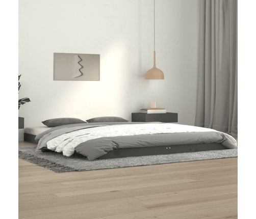 Estructura de cama de madera maciza de pino gris 140x190 cm