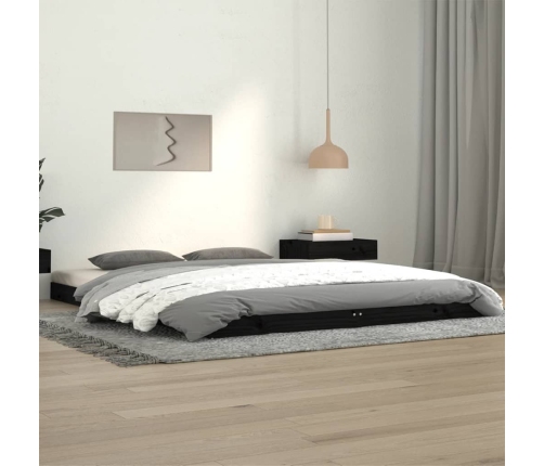 Estructura de cama de madera maciza de pino negro 140x190 cm